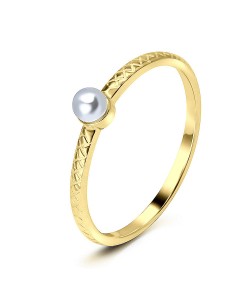 Pearl Gold Plated Silver Rings NSR-2904-GP